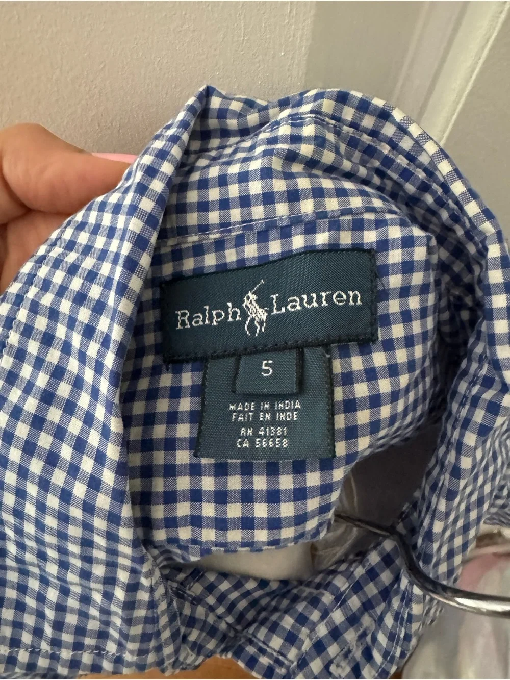 Ralph Lauren Blue & White Gingham Button-Down Shirt for Kids